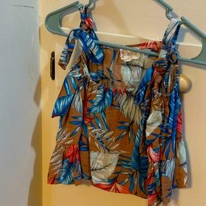 Colorful, tie strapped crop top